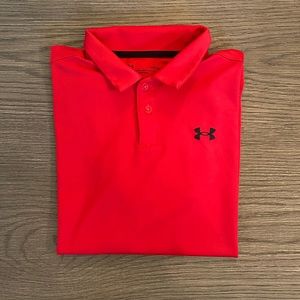 Under Armour, Youth L, red golf polo.